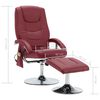 vidaXL Fotoliu masaj rabatabil cu taburet, roșu vin, piele ecologică