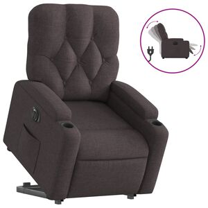 vidaXL Fotoliu electric rabatabil cu ridicare, maro &icirc;nchis, textil