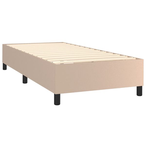 vidaXL Cadru de pat cu arcuri, cappuccino, 90x190 cm, piele ecologică