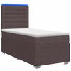 vidaXL Pat cu arcuri LED și saltea Maro &icirc;nchis 90 x 200 cm Țesătură