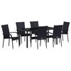 vidaXL Set de masă pentru grădină 7 buc. Negru