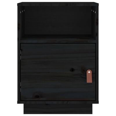 vidaXL Noptieră, negru, 40x34x55 cm, lemn masiv de pin