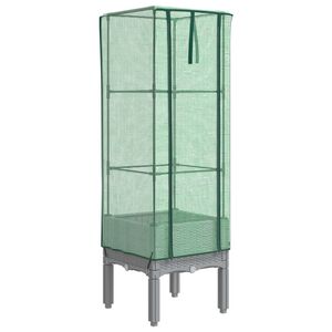 vidaXL Strat &icirc;nălțat cu husă de seră, aspect ratan, 40x40x140 cm