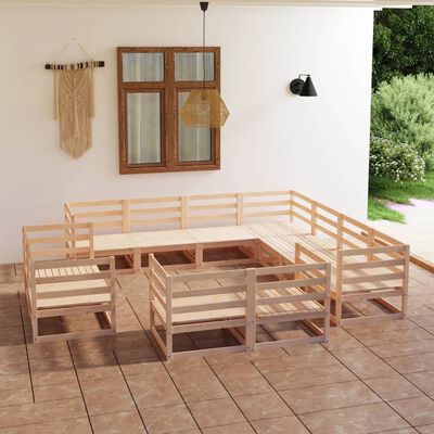 vidaXL Set mobilier de grădină, 11 piese, lemn masiv de pin