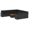 vidaXL Set canapele de grădină, 12 piese, cu perne, negru, poliratan