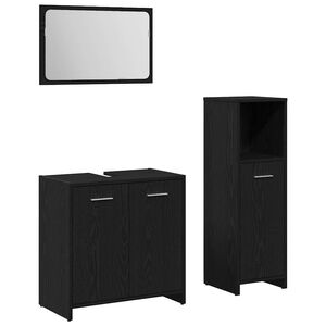 vidaXL Set de mobilier pentru baie 3 pcs Stejar Negru Lemn compozit