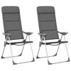vidaXL Scaun de camping, 2 buc, gri, 58 x 69 x 111 cm, aluminiu