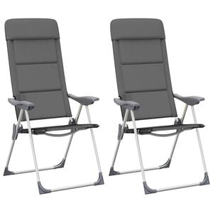vidaXL Scaun de camping, 2 buc, gri, 58 x 69 x 111 cm, aluminiu
