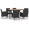 vidaXL Set mobilier de grădină cu perne, 7 piese, negru, poliratan