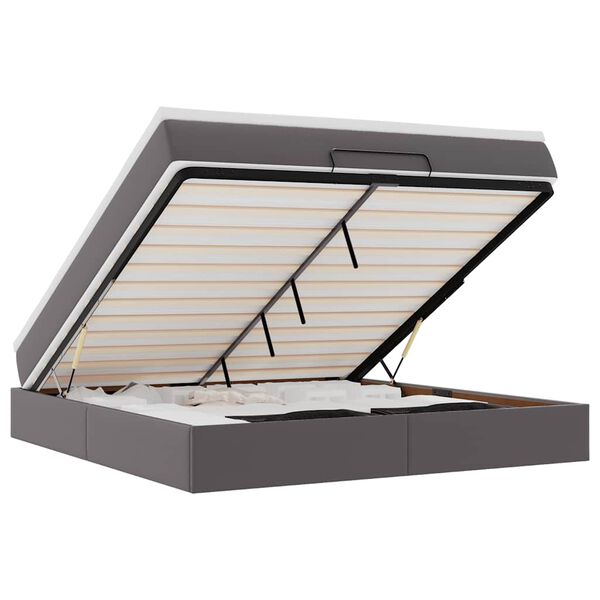 vidaXL Cadru de pat otoman cu saltea gri 160x200cm piele artificială
