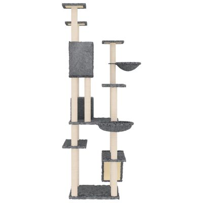 vidaXL Ansamblu pisici, stâlpi din funie sisal, gri închis, 191 cm
