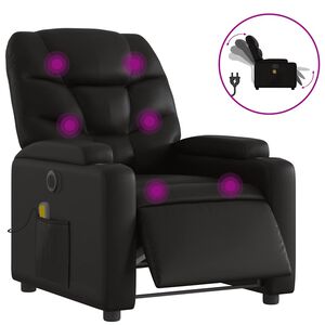 vidaXL Fotoliu electric de masaj rabatabil, negru, piele ecologică