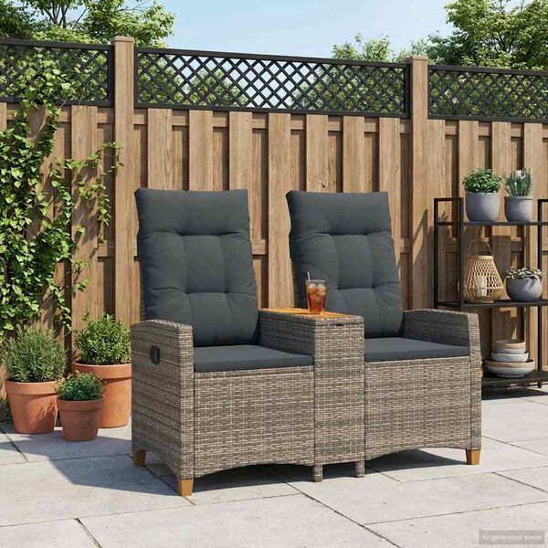 vidaXL Bancă reclinabilă cu masă Gri și gri &icirc;nchis 126 x 65 x 112 cm