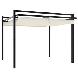 vidaXL Foișor de grădină acoperiș retractabil crem 3x3 m aluminiu
