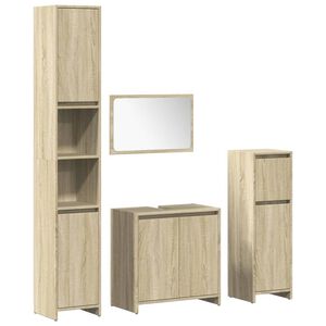 vidaXL Set mobilier de baie, 4 piese, stejar sonoma, lemn prelucrat