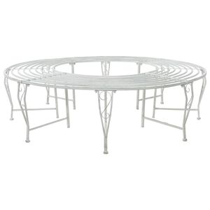 vidaXL Bancă cu arbori 8-Număr de locuri &Oslash; 160 x 44 cm Oțel Alb Antic
