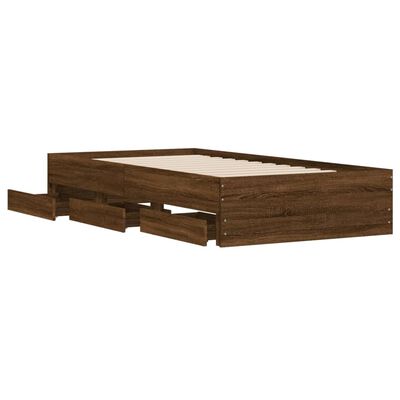 vidaXL Cadru de pat cu sertare stejar maro 75x190 cm lemn prelucrat