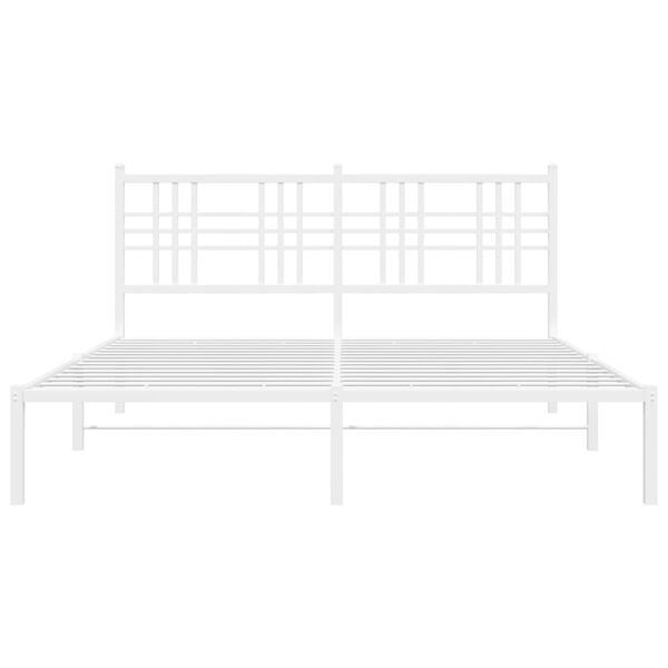 vidaXL Cadru de pat metalic cu tăblie, alb, 160x200 cm
