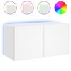 vidaXL Comodă TV de perete cu lumini LED, alb, 80x35x41 cm