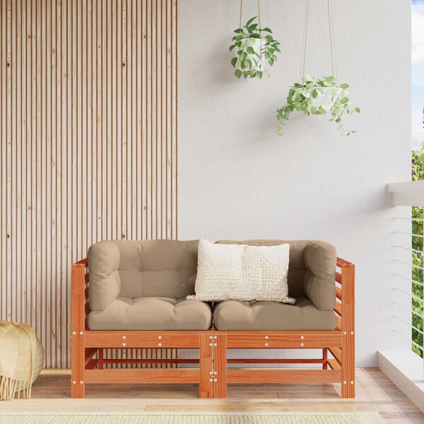 vidaXL Sofa de colț pentru grădină Lemn masiv de pin Maro Ceară