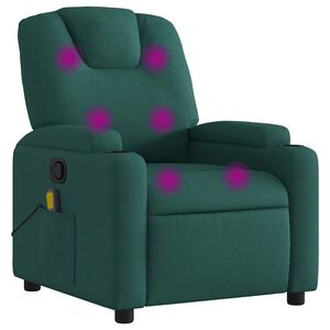 vidaXL Fotoliu de masaj rabatabil, verde &icirc;nchis, material textil
