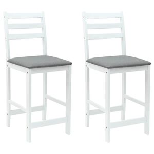 vidaXL Scaune de dining 2 buc. Lemn Solid de Cauciuc Alb