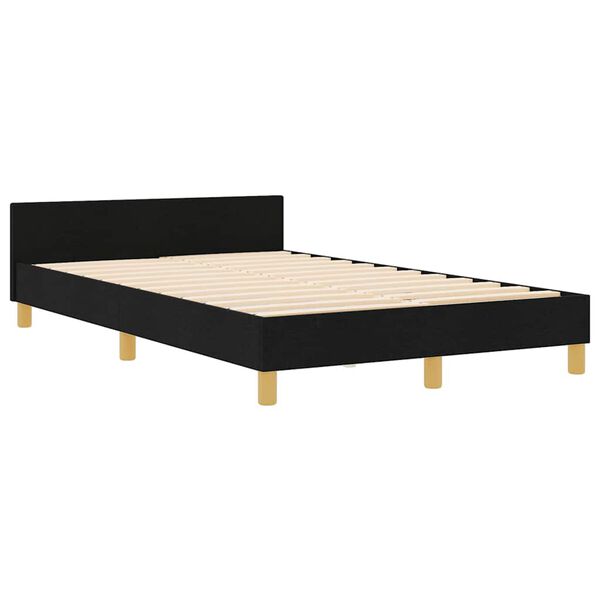 vidaXL Cadru de pat cu headboard Negru 120 x 200 cm țesătură