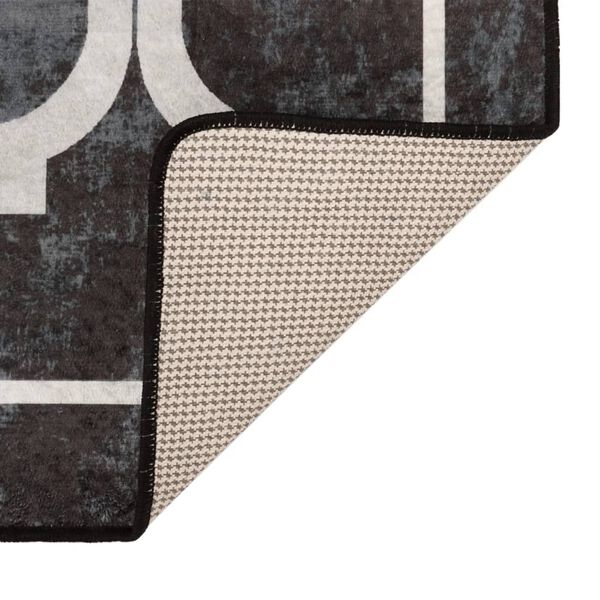 vidaXL Covor lavabil, alb și negru, 190x300 cm, anti-alunecare