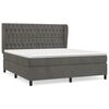 vidaXL Pat box spring cu saltea, gri &icirc;nchis, 180x200 cm, catifea