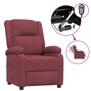 vidaXL Fotoliu rabatabil electric, roșu vin, material textil