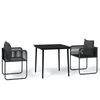 vidaXL Set de mobilier pentru grădină, 3 piese, negru