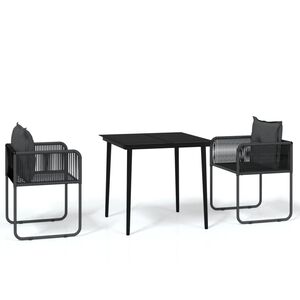 vidaXL Set de mobilier pentru grădină, 3 piese, negru