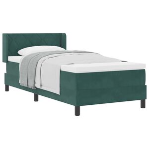 vidaXL Pat cu arcuri cu headboard Verde &icirc;nchis 200 x 90 cm Catifea