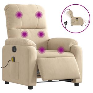 vidaXL Fotoliu de masaj rabatabil electric, crem, microfibră