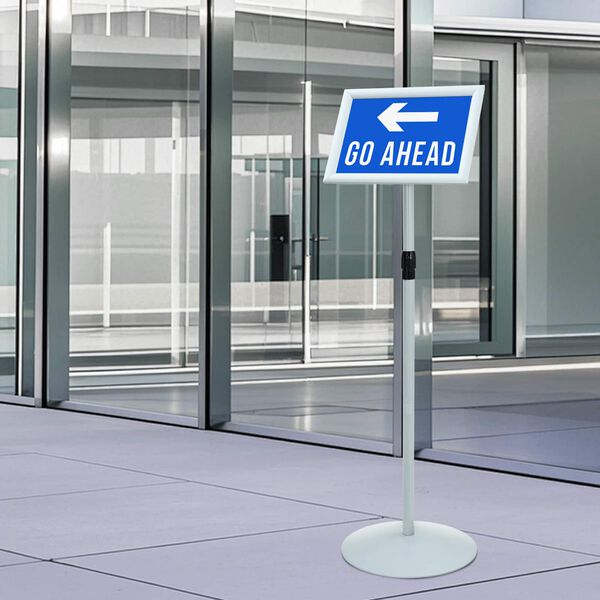 vidaXL Suport poster tip pedestal Argintiu 33 x 33 x 123 cm