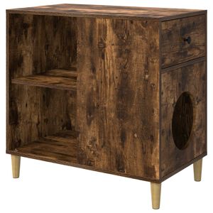 vidaXL Casa pentru pisici Stejar fumuriu 72 x 42,5 x 70 cm