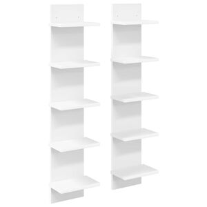 vidaXL Raft de perete 2 buc. Alb 22 x 15 x 100 cm Lemn prelucrat