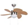 vidaXL Ventilator tavan cu iluminare, maro deschis, 76 cm