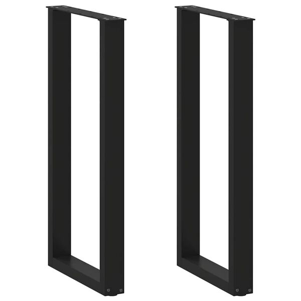 vidaXL Picioare de masă de bar &icirc;n formă de U, 2 buc., negru, 40x(100-101) cm, oțel