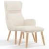 vidaXL Scaun de relaxare cu taburet, alb crem, catifea