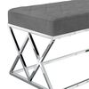 vidaXL Bancă, gri &icirc;nchis, catifea și oțel inoxidabil