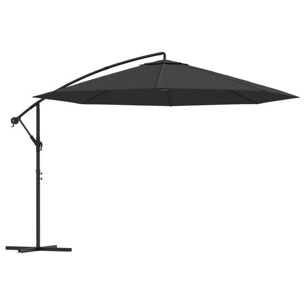 vidaXL Umbrelă consolă de grădină cu stâlp din aluminiu, negru, 350 cm