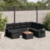vidaXL Set mobilier de grădină cu perne, 8 piese, negru, poliratan