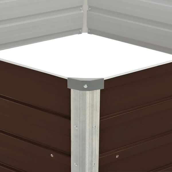 vidaXL Strat &icirc;nălțat de grădină, maro, 129x129x45 cm, oțel galvanizat