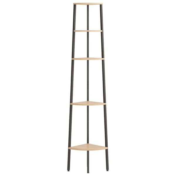 vidaXL Raft de colț cu 5 niveluri maro deschis/negru 45,5x31,5x180 cm