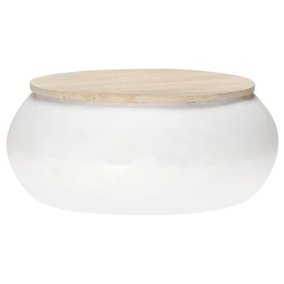 vidaXL Măsuță de cafea, alb, 68x68x30 cm, lemn masiv de mango