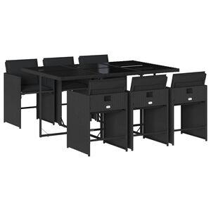 vidaXL Set mobilier de grădină cu perne, 7 piese, negru, poliratan