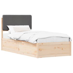 vidaXL Cadru de pat cu tăblie tapițată Gri &icirc;nchis 100 x 200 cm