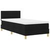vidaXL Pat cu arcuri cu saltea cu headboard Negru 90 x 190 cm țesătură