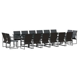 vidaXL Set de masă pentru grădină 17 buc. Negru Oțel